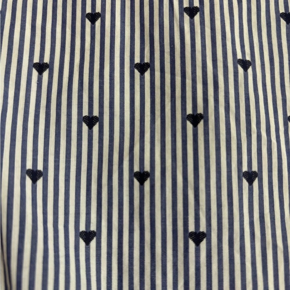 Frank & Eileen | Women Button Down Shirt in Blue Stripe w/ Navy Hearts Sz XS - Picture 7 of 11